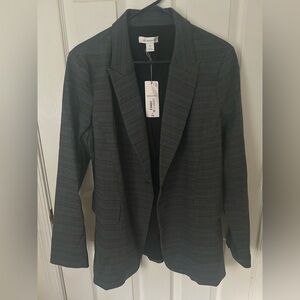 Liz Claiborne Black and Gray Plaid Tailored Blazer